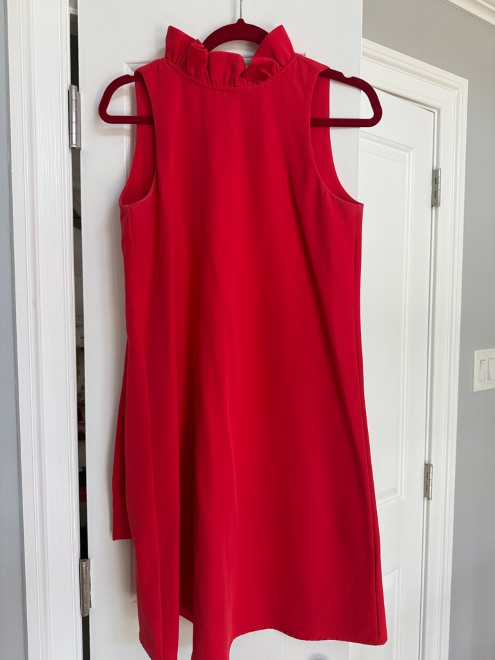 Tuckernuck Sleeveless Ruffle Mock-Neck Mini “Poppy red Blythe Dress”